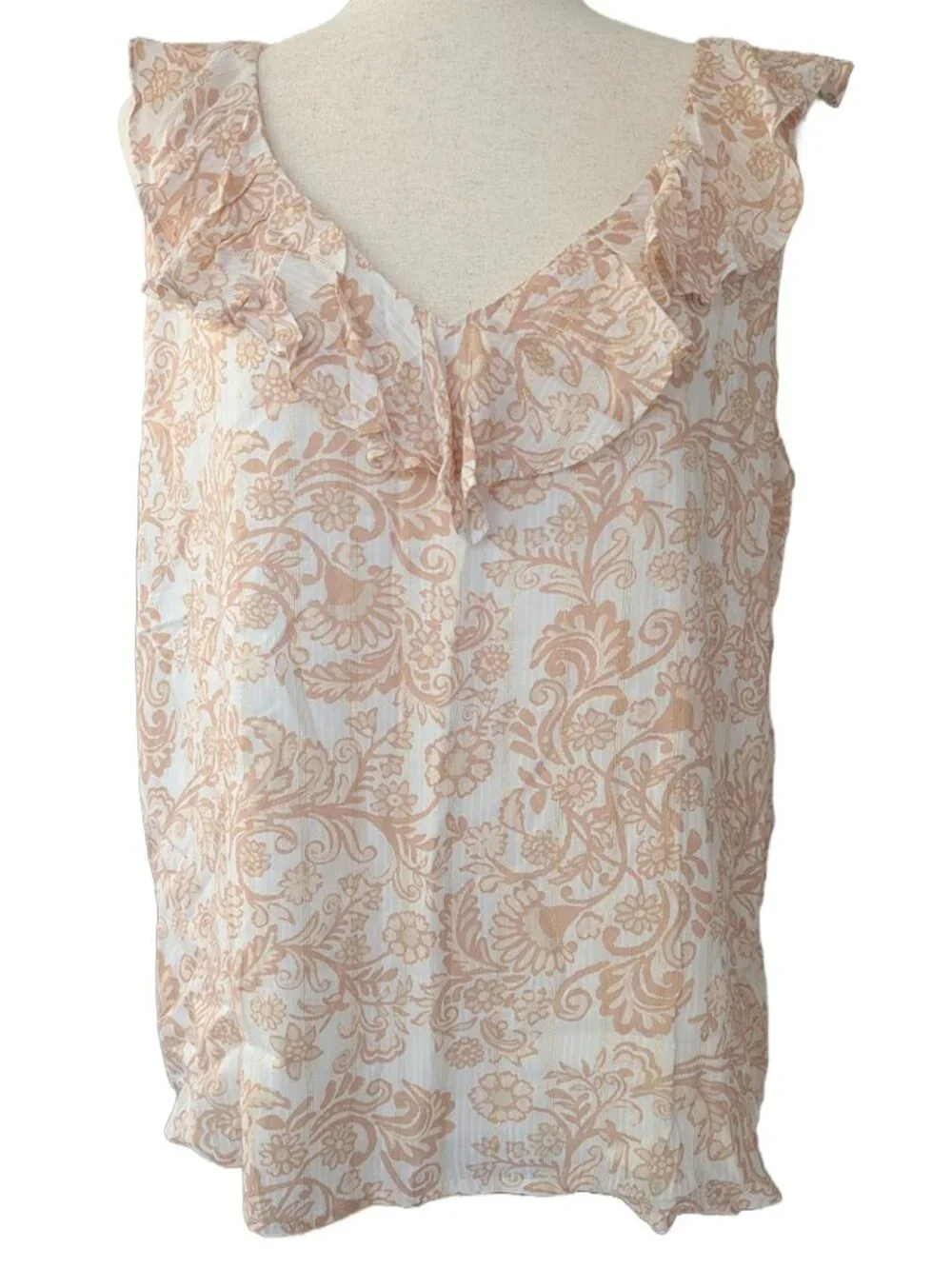 NWT LOFT Shimmer Ruffle V-Neck Shell - Picture 4 of 15
